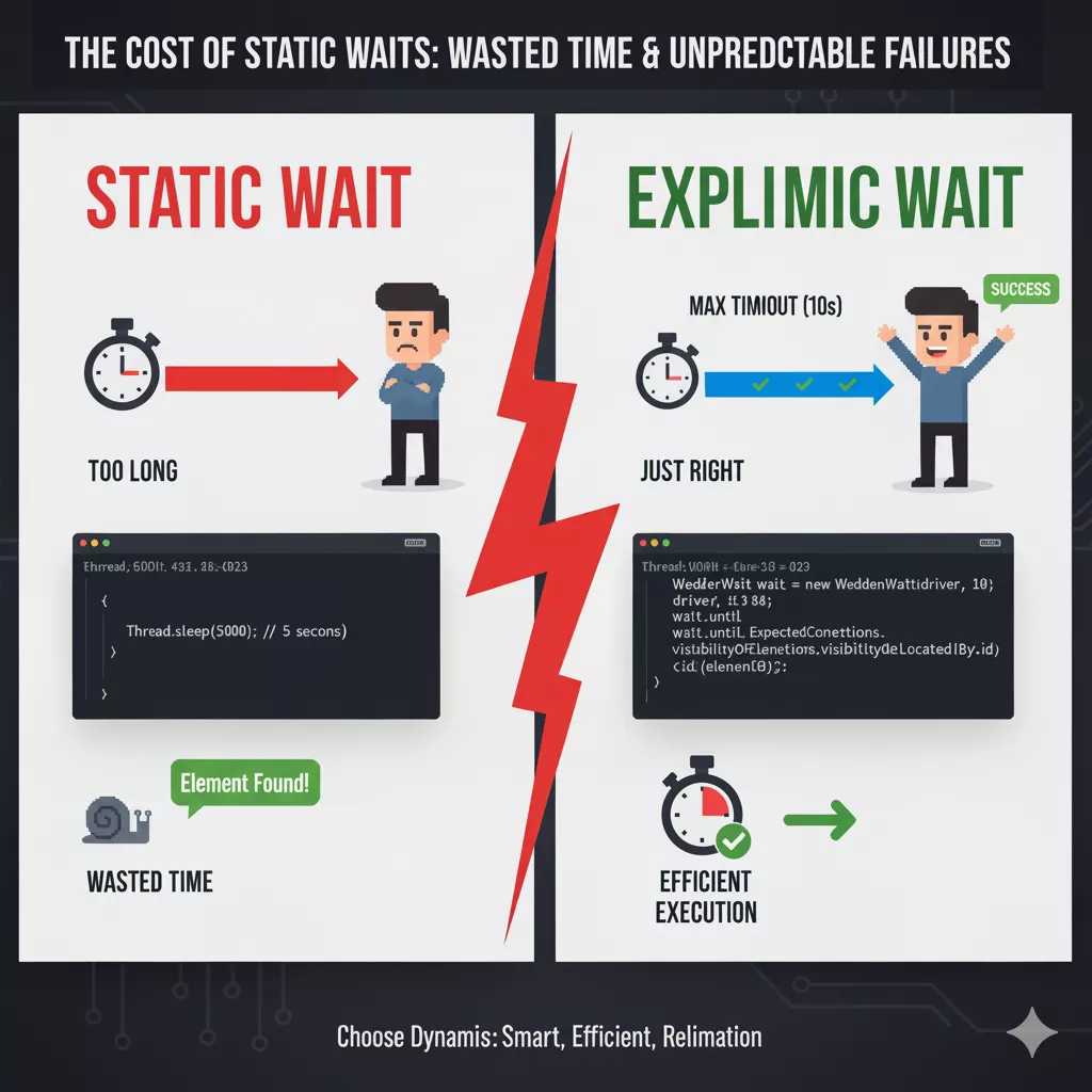 Flowchart showing the logic of Java Selenium Explicit Waits for dynamic synchronization.